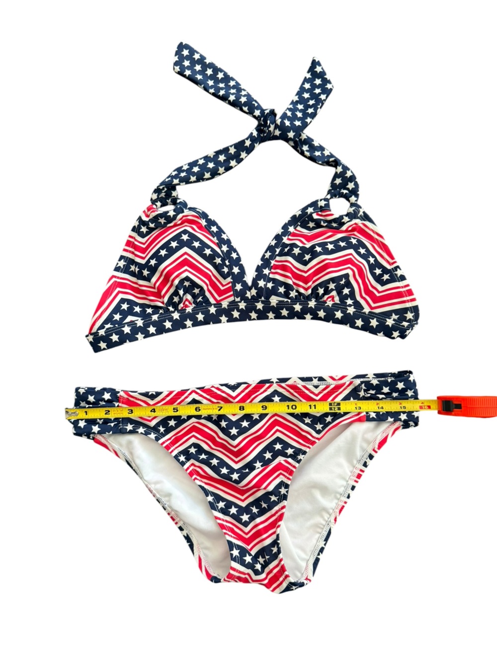 Catalina Patriotic Stars Stripes Low Rise Halter Bikini Navy Red Size Med 8/10 - Picture 10 of 16